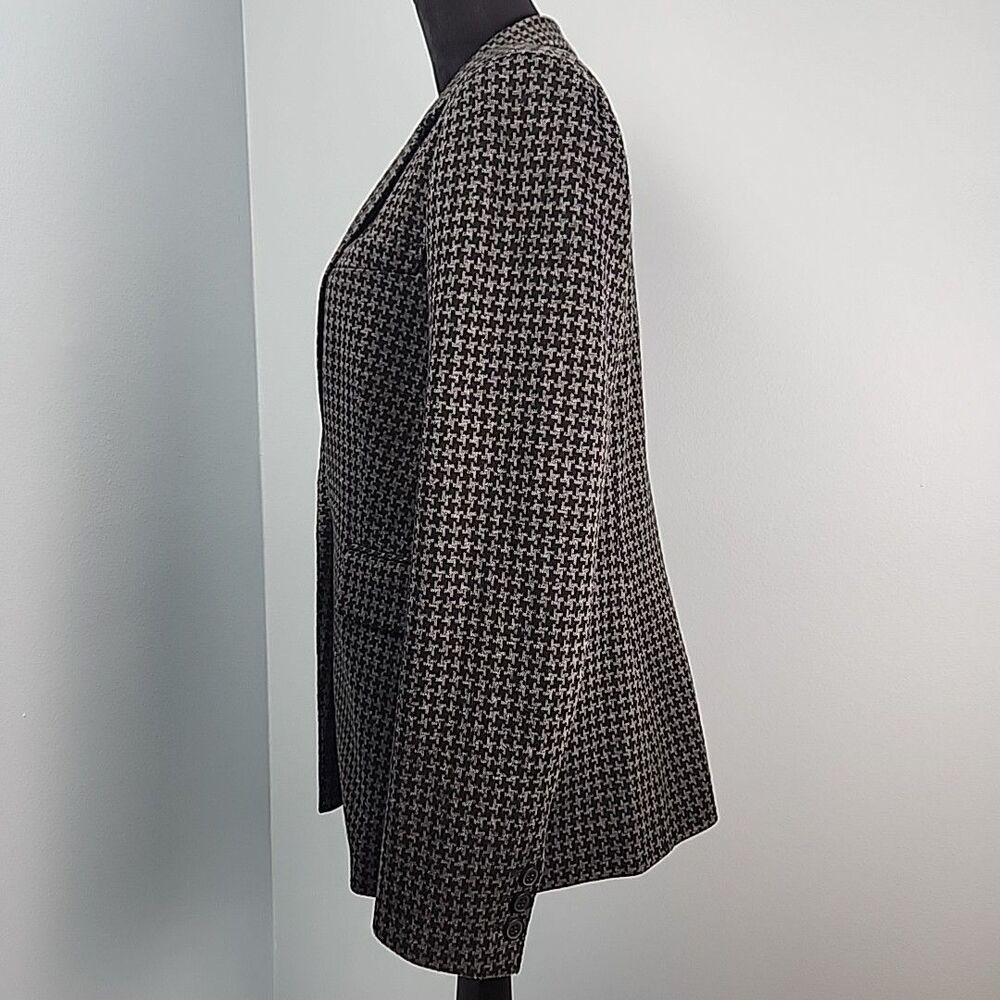 Vince Camuto Gray Black Houndstooth One Button Knit Jacket Blazer Sz 12 - Picture 9 of 11